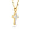 Thumbnail Image 2 of 1/10 CT. T.W. Diamond Cross Pendant in Stainless Steel and Yellow Ion Plate - 24”