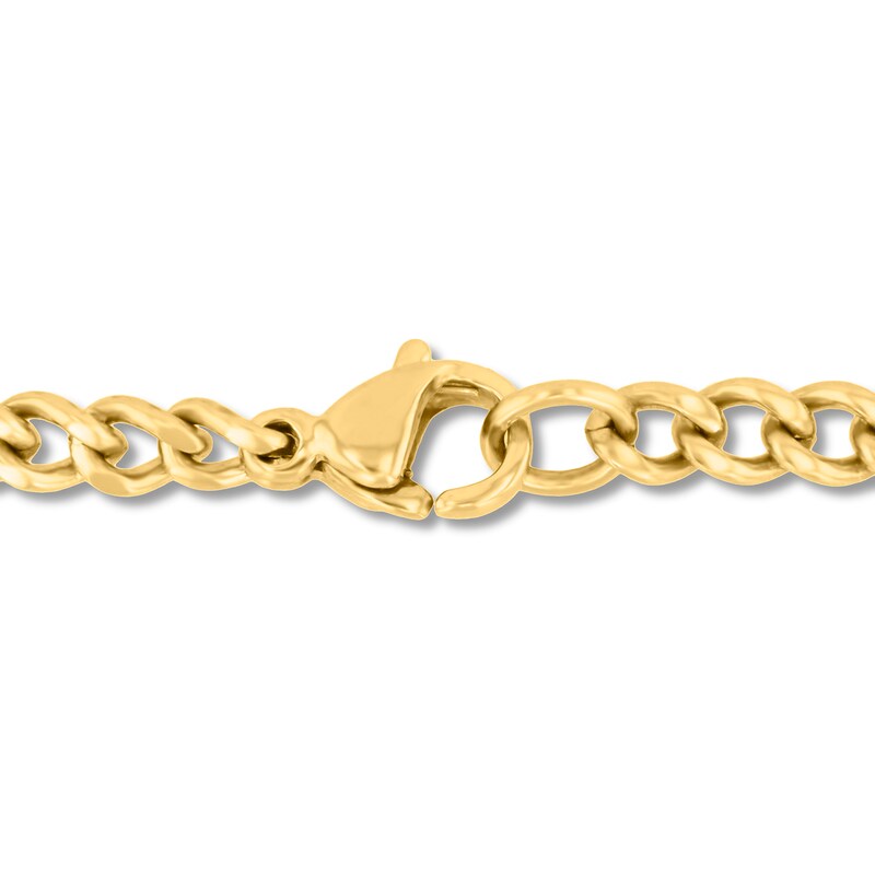 Main Image 3 of 1/10 CT. T.W. Diamond Cross Pendant in Stainless Steel and Yellow Ion Plate - 24”