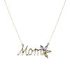 Thumbnail Image 1 of Marquise-Cut Gemstone and White Lab-Created Sapphire "Mom" Necklace in Sterling Silver with 18K Gold Plate