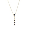Thumbnail Image 2 of Pear-Shaped and Round Blue Lab-Created Sapphire "Y" Necklace in Sterling Silver with 18K Gold Plate