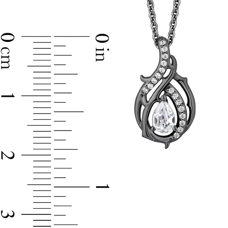 Main Image 3 of Enchanted Disney Villains Maleficent 3/8 CT. T.W. Pear Certified Lab-Grown Diamond Pendant in Black Sterling Silver