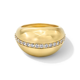 1/2 CT. T.W. Lab-Grown Diamond Tapered Dome Ring in Sterling Silver with 14K Gold Plate (F/VS2)