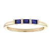 Thumbnail Image 1 of Baguette-Cut Ceylon Blue Lab-Created Sapphire Three Stone Band in Sterling Silver with 14K Gold Plate - Size 7
