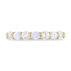 Thumbnail Image 1 of Lab-Created Opal and White Lab-Created Sapphire Alternating Band in Sterling Silver with 14K Gold Plate - Size 7