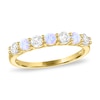 Thumbnail Image 3 of Lab-Created Opal and White Lab-Created Sapphire Alternating Band in Sterling Silver with 14K Gold Plate - Size 7