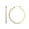 Thumbnail Image 1 of Lab-Created Opal Hoop Earrings in Sterling Silver with 18K Gold Plate