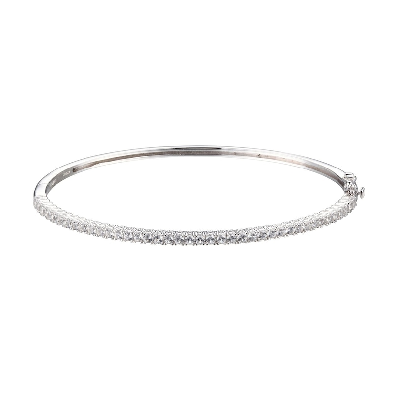 Main Image 1 of White Lab-Created Sapphire Bangle in Sterling Silver - 7.25"