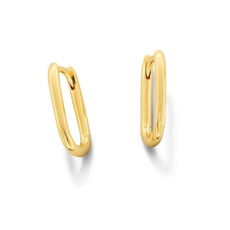 Main Image 1 of 14.0mm Oval Hoop Earrings in Sterling Silver with 18K Gold Plate