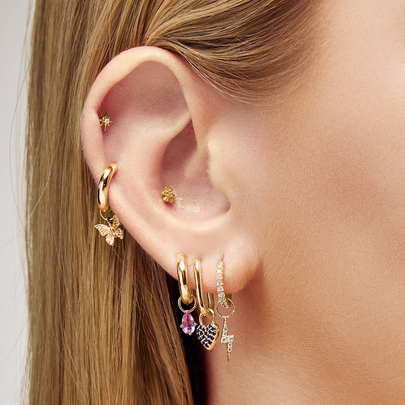 Main Image 4 of 14.0mm Oval Hoop Earrings in Sterling Silver with 18K Gold Plate