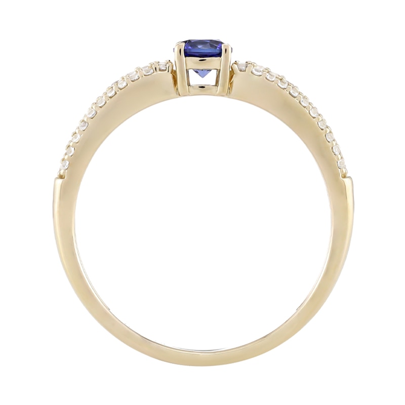 Main Image 2 of Ceylon Blue and White Lab-Created Sapphire Ring in Sterling Silver with 14K Gold Plate - Size 7