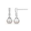 Thumbnail Image 4 of Freshwater Cultured Pearl and White Lab-Created Sapphire Drop Pendant and Earrings Set in Sterling Silver