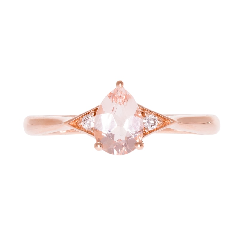 Main Image 1 of Pear-Shaped Morganite and Diamond Accent Ring in 10K Rose Gold