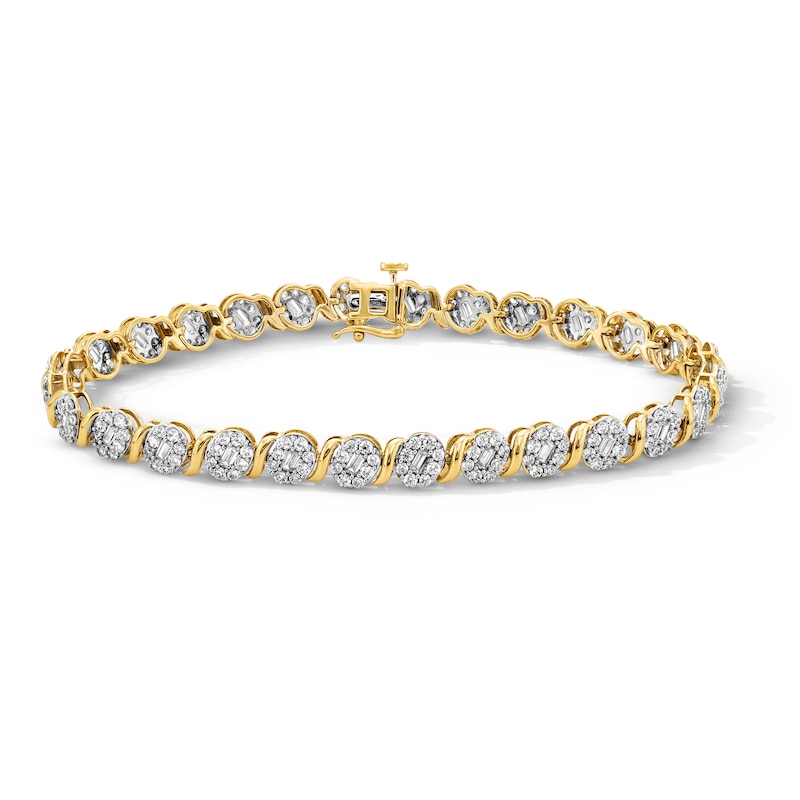 Main Image 1 of 3 CT. T.W. Certified Lab-Grown Multi-Diamond “S” Link Bracelet in 10K Gold (F/VS2) - 7.25”