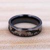 Thumbnail Image 4 of 6.5mm Matte Bird, Dog and Pheasant Engravable Wedding Band in Two-Tone Titanium (1-2 lines)