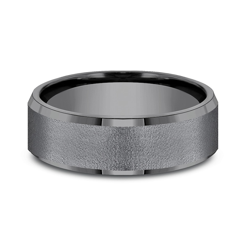 Main Image 3 of 7.0mm Brushed Beveled Edge Engravable Wedding Band in Tantalum (1-2 Lines)