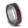 Thumbnail Image 2 of 8.0mm Matte Wood Inlay Engravable Wedding Band in Tantalum (1-2 lines)