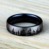 Thumbnail Image 4 of 6.5mm Matte Tree Line Engravable Wedding Band in Two-Tone Titanium (1-2 lines)