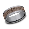 Thumbnail Image 1 of 8.0mm Matte Bark-Look Engravable Wedding Band in Tantalum and 14K Rose Gold (1-2 lines)