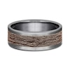 Thumbnail Image 3 of 8.0mm Matte Bark-Look Engravable Wedding Band in Tantalum and 14K Rose Gold (1-2 lines)
