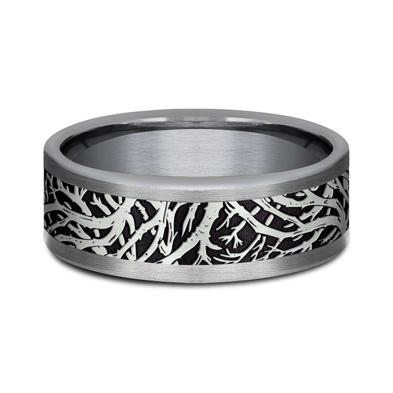 Main Image 3 of 8.0mm Branch-Pattern Engravable Wedding Band in Tantalum and Titanium (1-2 lines)