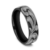 Thumbnail Image 2 of 6.5mm Matte Feathered Filigree Engravable Wedding Band in Two-Tone Titanium (1-2 lines)