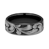 Thumbnail Image 3 of 6.5mm Matte Feathered Filigree Engravable Wedding Band in Two-Tone Titanium (1-2 lines)