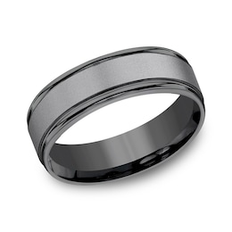 7.0mm Matte Center Engravable Wedding Band in Tantalum (1-2 lines)