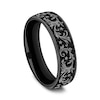 Thumbnail Image 2 of 6.5mm Satin Filigree Vintage-Style Engravable Wedding Band in Two-Tone Titanium (1-2 lines)