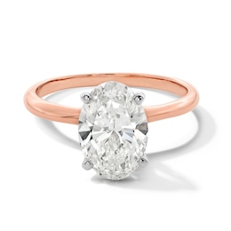 2 CT. Oval Certified Lab-Grown Diamond Solitaire Engagement Ring in 14K Rose Gold (F/VS2)