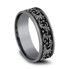 Thumbnail Image 2 of 7.5mm Satin Filigree Vintage-Style Engravable Wedding Band in Tantalum and Titanium (1-2 lines)