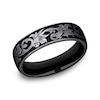 Thumbnail Image 1 of 6.5mm Matte Scrollwork Engravable Wedding Band in Two-Tone Titanium (1-2 lines)
