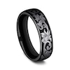 Thumbnail Image 2 of 6.5mm Matte Scrollwork Engravable Wedding Band in Two-Tone Titanium (1-2 lines)