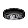 Thumbnail Image 3 of 6.5mm Matte Scrollwork Engravable Wedding Band in Two-Tone Titanium (1-2 lines)