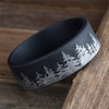 Thumbnail Image 4 of 8.0mm Matte Dark Tree Line Engravable Wedding Band in Tantalum (1-2 lines)