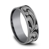 Thumbnail Image 2 of 7.5mm Matte Feathered Filigree Engravable Wedding Band in Tantalum and Titanium (1-2 lines)