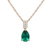 Thumbnail Image 1 of Pear-Shaped Lab-Created Emerald and White Lab-Created Sapphire Pendant in Sterling Silver with 14K Gold Plate
