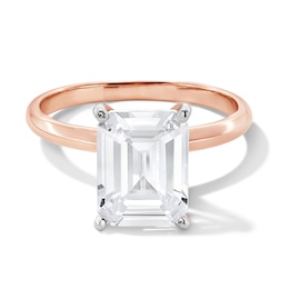 3 CT. Emerald-Cut Certified Lab-Grown Diamond Solitaire Engagement Ring in 14K Rose Gold (F/VS2)