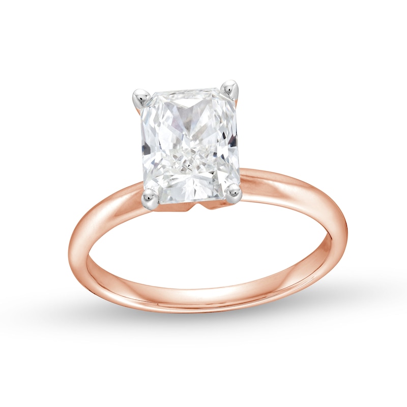 Main Image 1 of 2 CT. Radiant-Cut Certified Lab-Grown Diamond Solitaire Engagement Ring in 14K Rose Gold (F/VS2)