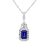 Thumbnail Image 2 of Emerald-Cut Ceylon Blue and White Lab-Created Sapphire Drop Pendant and Earrings Set in Sterling Silver