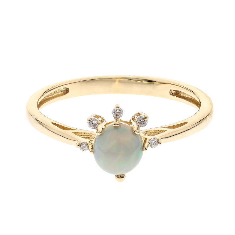 Main Image 1 of 5.0mm Opal and Diamond Accent Crown Ring in 10K Gold