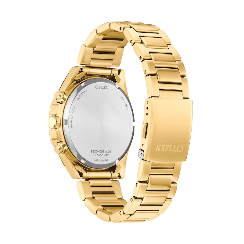 Main Image 3 of Men’s Citizen Eco-Drive® Dress Classic Gold-Tone IP Chronograph Watch with White Dial (Model: CA4592-85A)