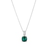 Thumbnail Image 2 of Cushion-Cut Lab-Created Emerald and White Lab-Created Sapphire Pendant, Stud Earrings and Ring Set in Sterling Silver