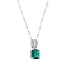 Thumbnail Image 3 of Cushion-Cut Lab-Created Emerald and White Lab-Created Sapphire Pendant, Stud Earrings and Ring Set in Sterling Silver