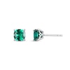 Thumbnail Image 5 of Cushion-Cut Lab-Created Emerald and White Lab-Created Sapphire Pendant, Stud Earrings and Ring Set in Sterling Silver