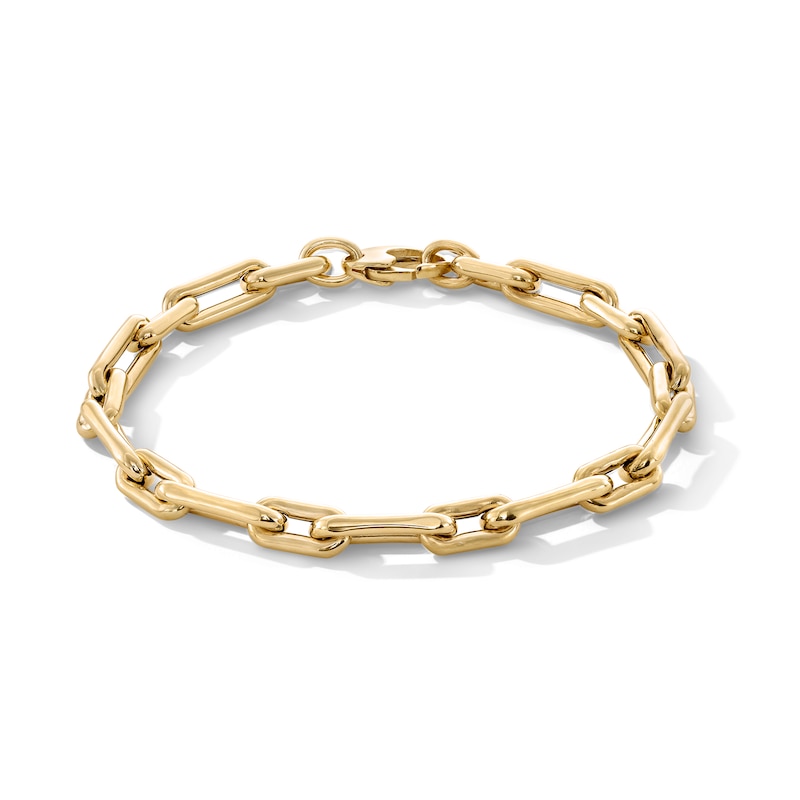 Main Image 1 of 5.6mm Paper Clip Chain Bracelet in Hollow 10K Gold - 7.5"
