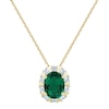 Thumbnail Image 2 of Oval Lab-Created Emerald and White Lab-Created Sapphire Pendant and Stud Earrings Set in Sterling Silver with Gold Plate