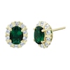 Thumbnail Image 3 of Oval Lab-Created Emerald and White Lab-Created Sapphire Pendant and Stud Earrings Set in Sterling Silver with Gold Plate