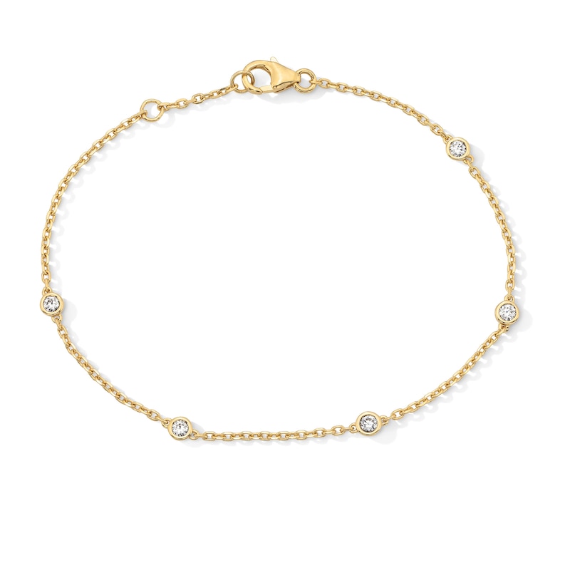 Main Image 1 of 1/4 CT. T.W. Certified Lab-Grown Diamond Bezel-Set Station Bracelet in Sterling Silver with 10K Gold Plate (F/VS2)
