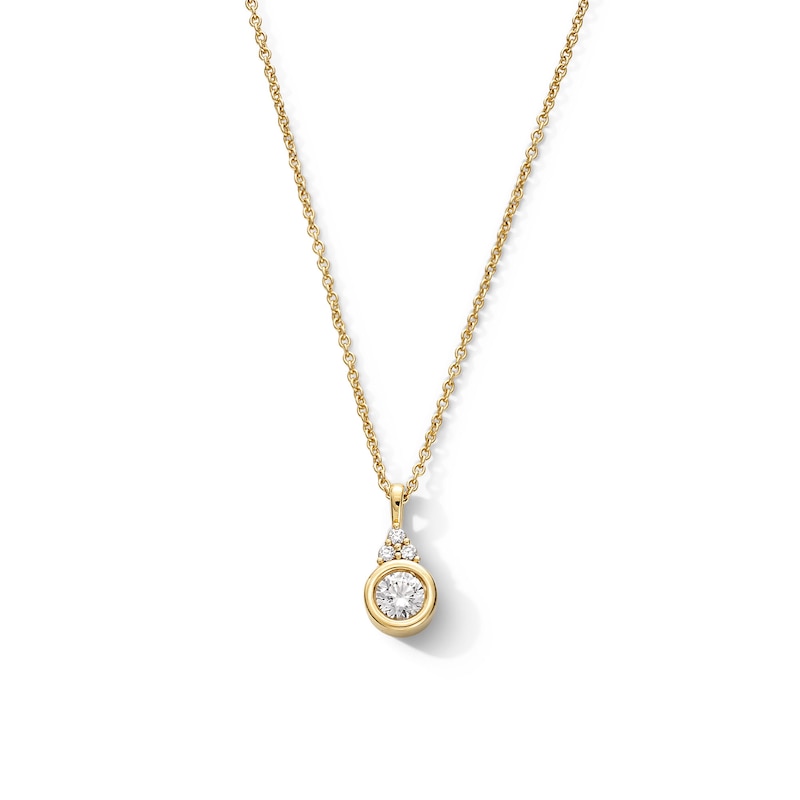 Main Image 1 of 1/4 CT. T.W. Certified Lab-Grown Diamond Bezel-Set Stacked Pendant in Sterling Silver with 10K Gold Plate (F/VS2)