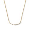 Thumbnail Image 1 of 1/4 CT. T.W. Baguette and Round Certified Lab-Grown Diamond Necklace in Sterling Silver with 10K Gold Plate (F/VS2)